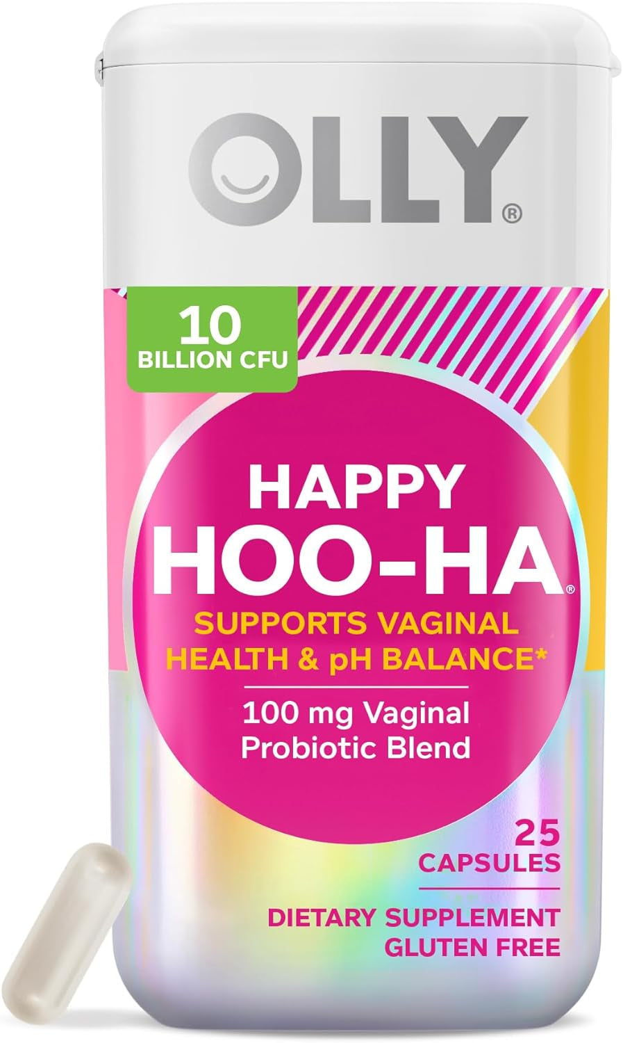 Happy Hoo-Ha Capsules, Probiotic for Women, Vaginal Health and Ph Balance, 10 Billion CFU, Gluten Free - 25 Count