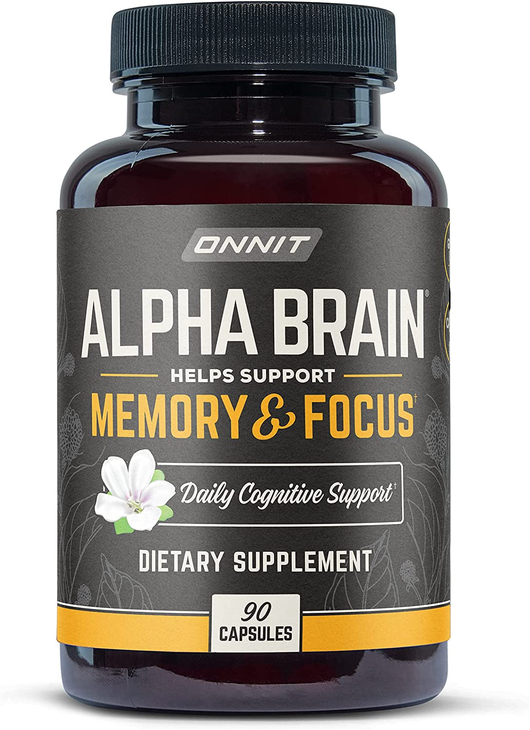 Alpha Brain Premium Nootropic Brain Supplement, 90 Count, for Men & Women - Caffeine-Free Focus Capsules for Concentration, Brain Booster & Memory Support (1 Count (Pack of 90))