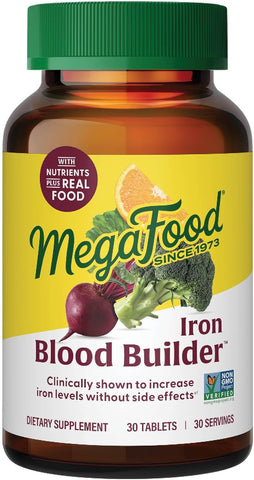 Blood Builder - Iron Supplement Clinically Shown to Increase Iron Levels without Side Effects - Iron Supplement for Women with Vitamin C, Vitamin B12 and Folic Acid - Vegan - 30 Tabs