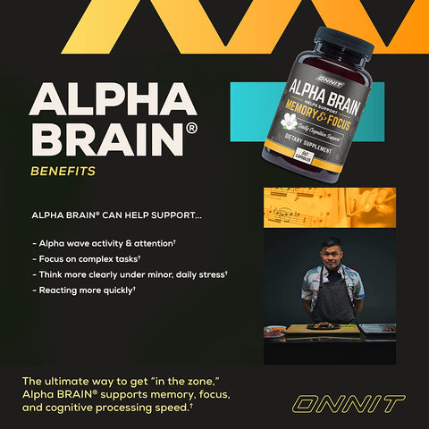 Alpha Brain Premium Nootropic Brain Supplement, 90 Count, for Men & Women - Caffeine-Free Focus Capsules for Concentration, Brain Booster & Memory Support (1 Count (Pack of 90))