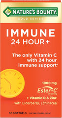 Immune 24 Hour +, the Only Vitamin C with 24 Hour Immune Support from Ester C, Rapid Release Softgels, 50 Count