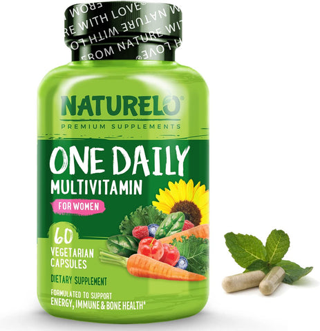 One Daily Multivitamin for Women - Energy Support - Whole Food Supplement to Nourish Hair, Skin, Nails - Non-Gmo - No Soy - Gluten Free - 60 Capsules - 2 Month Supply