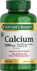 Calcium Carbonate & Vitamin D, Supports Immune Health & Bone Health, 1200Mg Calcium & 1000IU Vitamin D3, 120 Softgels